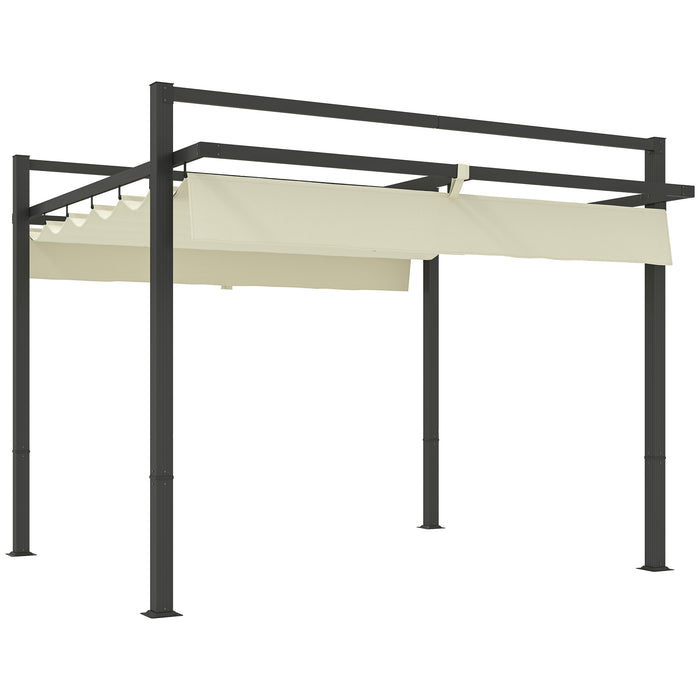 3m x 3m Aluminium Pergola with Retractable Canopy Roof by Outsunny