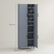 Freestanding Kitchen Pantry Cabinet with Adjustable Shelves for Storage, Grey Wood Effect