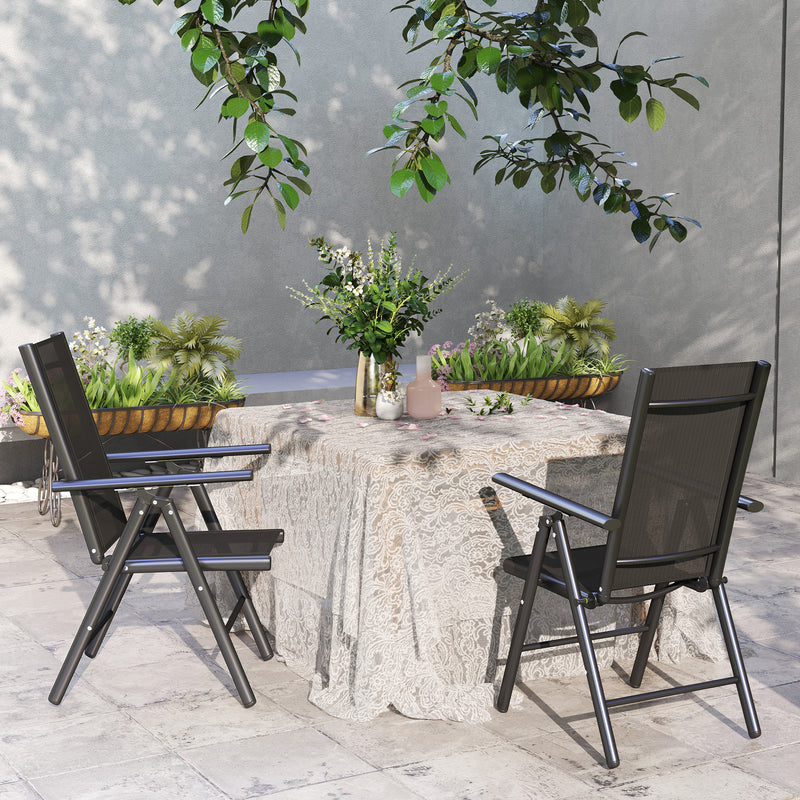 Set of 2 Folding Aluminium Camping Chairs with Breathable Mesh Back and Armrests by Outsunny