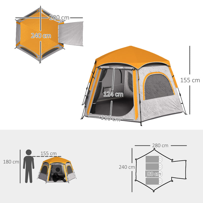 4 Person Pop Up Dome Tent for Quick Camping Shelter Lightweight Light Grey