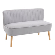 2 Seater Sofa, Modern Light Grey Velvet 2 Seater Sofa with Wooden Frame and Foam Padding for Small Spaces
