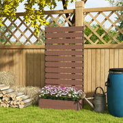 Light Brown Raised Garden Planter Box With Trellis For Climbing Plants And Drainage Gap