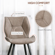 Set of 4 Racing Style Dining Chairs with Ergonomic Back and Steel Legs for Home Brown AOSOM