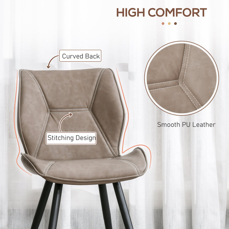 Set of 4 Racing Style Dining Chairs with Ergonomic Back and Steel Legs for Home Brown AOSOM