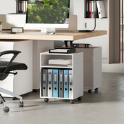 Printer Stand with Shelves and Lockable Wheels for Small Home Office Storage White Homcom