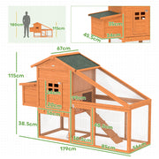 Large Wooden Chicken Coop with Nesting Box Run and Slide Out Tray for Outdoor Use, Grey