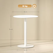 Round Dining Table with Steel Base Ideal for Kitchen or Living Room Use White AOSOM