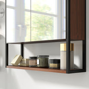 Bathroom Mirror Cabinet With Soft Close Doors And Adjustable Shelf For Storage, Natural Wood