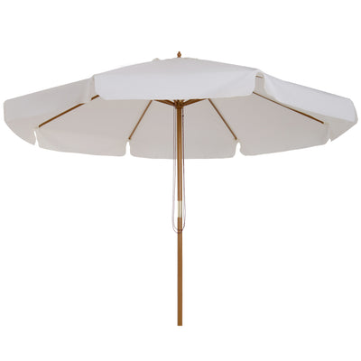 Cream 3.3m Elegant Wooden Garden Parasol for Outdoor Shade by Outsunny