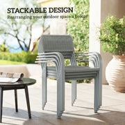 Garden Dining Chair Set of 4 Stackable Rattan Effect with Armrests Light Grey Outsunny