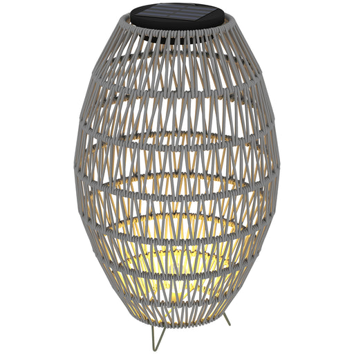 Grey Rattan Solar Garden Lantern IP44 Waterproof Auto On Off Light by Outsunny