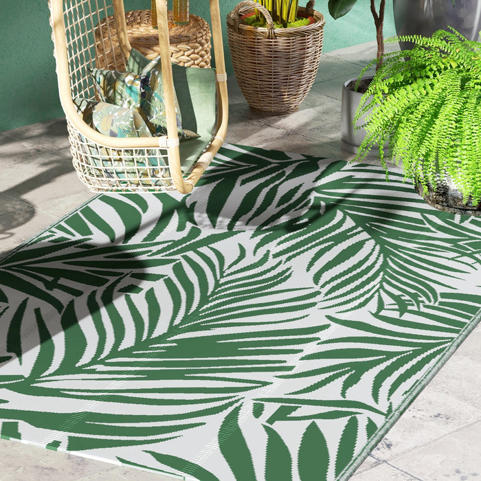 Green Reversible Outdoor RV Rug 1.5 x 2.4m Waterproof Plastic Straw Mat for Garden Camping by Outsunny