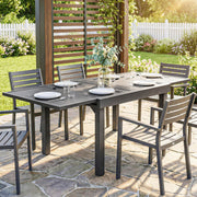 Extendable Garden Dining Table for 4 to 8 People Weatherproof Aluminium Dark Grey Outsunny