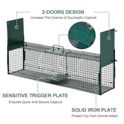 Two Door Live Animal Trap for Rats and Mice Ideal for Humane Capture, Dark Green