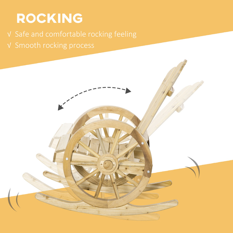 Natural Wooden Adirondack Rocking Chair Reclining Garden Armchair by Outsunny