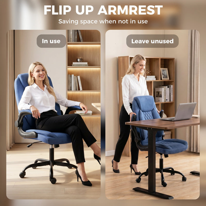Office Chair with Flip Up Armrests for Space Saving Home Office Comfort