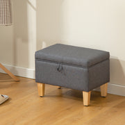 Linen Storage Ottoman with Padded Seat and Wooden Legs Ideal for Bed End or Hallway Charcoal Grey