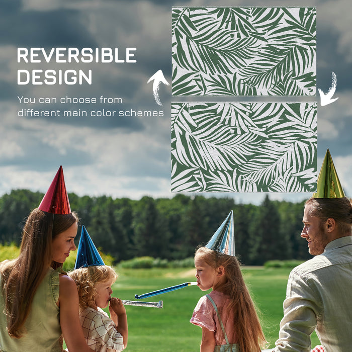 Green Reversible Outdoor RV Rug 1.5 x 2.4m Waterproof Plastic Straw Mat for Garden Camping by Outsunny