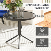 3 Piece Patio Bistro Set Adjustable Recliner Chairs with Cushions and Glass Table Blue by Outsunny