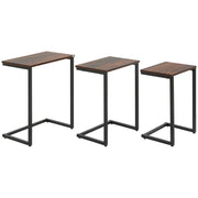 Set of 3 Industrial Nesting C Shaped Side Tables with Steel Frame by HOMCOM
