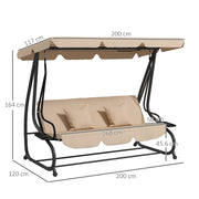Three Seater Garden Swing Chair with Adjustable Canopy Light Brown by Outsunny