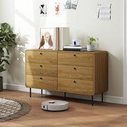 Wooden 6 Drawer Chest of Drawers with Spacious Storage for Bedroom or Living Room Oak
