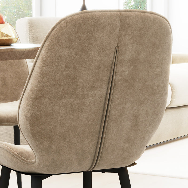 Set of 2 Velvet Dining Chairs with Sturdy Metal Legs Ideal for Dining Room Use Light Brown