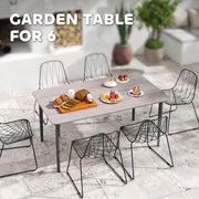 Light Grey 6 Seater Garden Dining Table with Rust Resistant Metal Frame and WPC Top by Outsunny