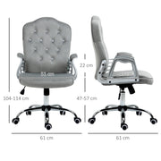 Velvet Feel Office Chair With Diamante Button Backrest For Home Or Desk Use, Grey