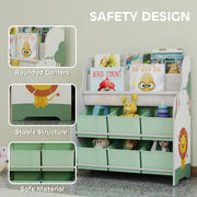 Jungle Themed Kids Storage Shelf With Removable Drawers and Book Racks for Easy Organisation Green Zonekiz