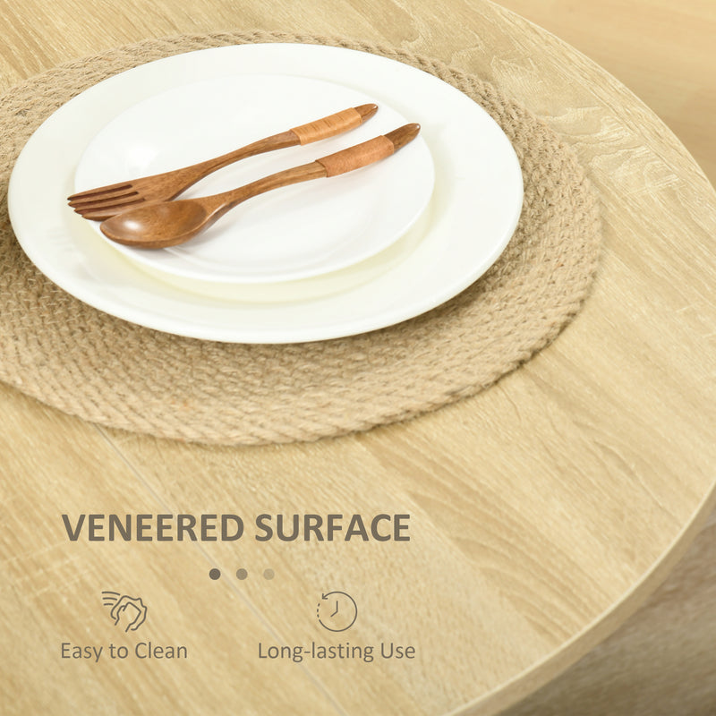 Round Folding Drop Leaf Dining Table for Small Kitchens or Dining Rooms Space Saving Oak