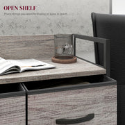 Rustic Chest with 4 Fabric Drawers for Bedroom or Hallway Storage Grey Wood Effect