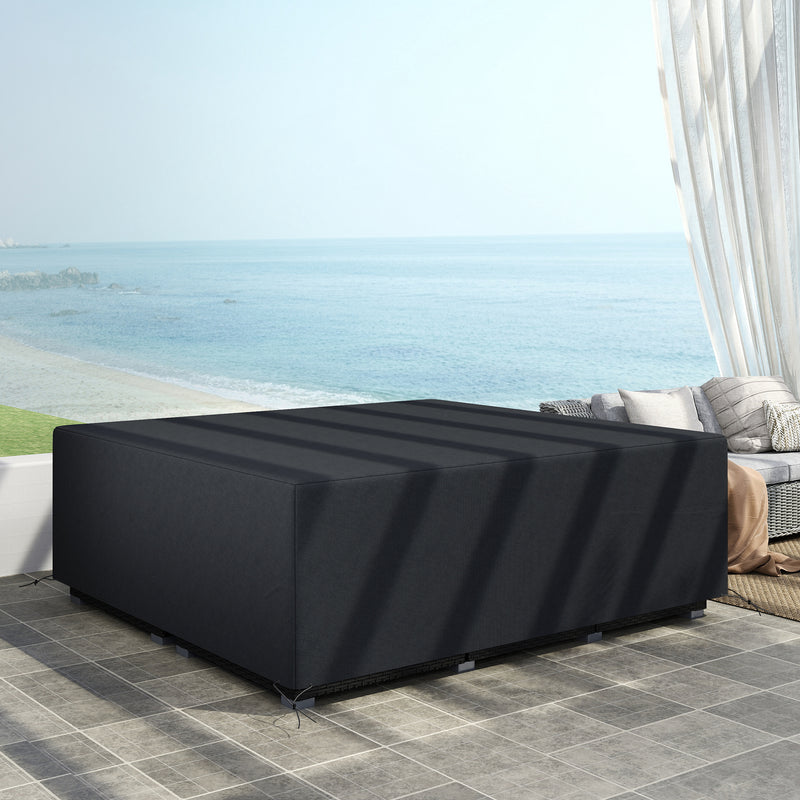 Black Waterproof Rattan Sofa Set Cover 600D Oxford Fabric UV Protection by Outsunny