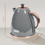 Grey 3kW Rapid Boil Honeycomb Cordless Kettle for Fast Heating by HOMCOM