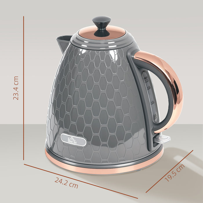 Grey 3kW Rapid Boil Honeycomb Cordless Kettle for Fast Heating by HOMCOM
