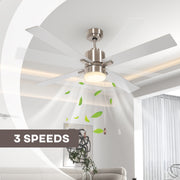 Ceiling Fan with LED Light and Reversible Blades Ideal for Low Ceilings Silver Natural AOSOM