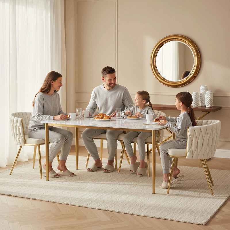 Velvet Dining Chairs With Gold Legs Set of 2  Woven Back and Armrests Ideal for Modern Homes