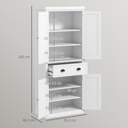 Freestanding Kitchen Storage Cabinet with Drawer and Adjustable Shelves for Organisation White