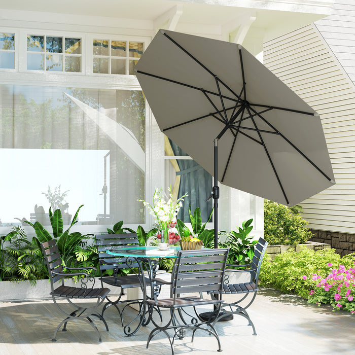 Light Grey 2.7M Garden Parasol Umbrella With Tilt and Crank by Outsunny