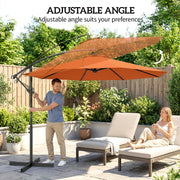 3m Orange Cantilever Parasol with Cross Base for Unobstructed Garden Shade Outsunny