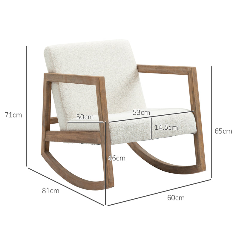 Cream White Teddy Fleece Rocking Chair with Wooden Base by HOMCOM