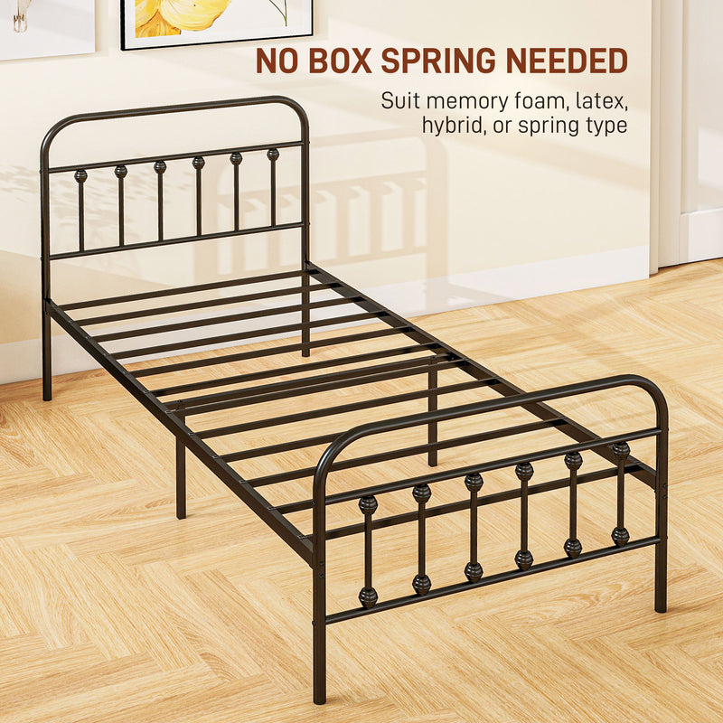 Single Metal Bed Frame with Strong Support Ideal for Guest or Spare Room Use Black