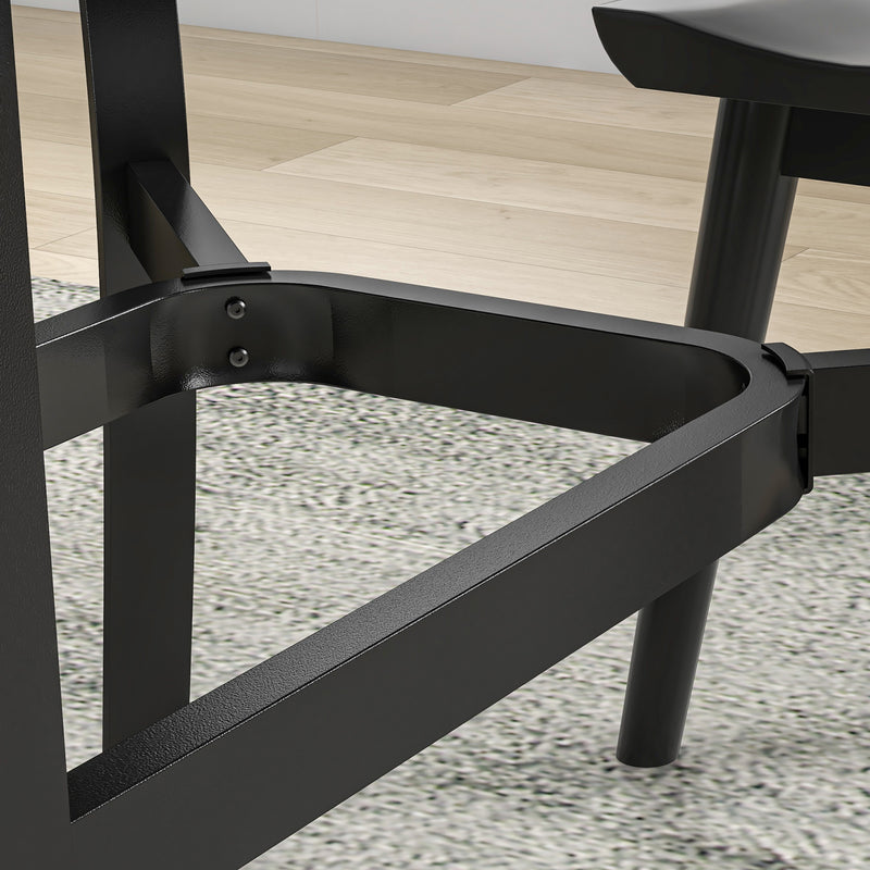 Black Rectangular Garden Dining Table with Parasol Hole Steel Frame 150cm x 90cm