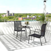 Grey Square Garden Table for 4 with Slat Top and Steel Frame 80cm by Outsunny