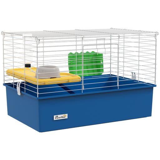 Small Animal Cage With Ramp and Platform For Chinchillas or Guinea Pigs, Blue