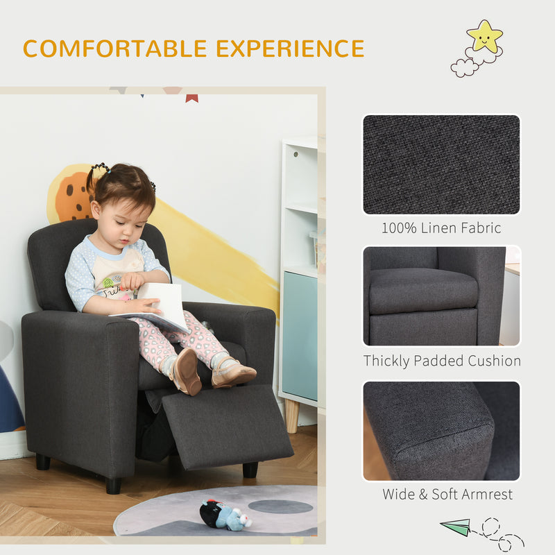 Kids 2 in 1 Armchair Sofa With Footrest Ideal for Playroom or Bedroom Use, Grey