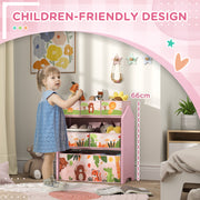 Pink 3-Tier Kids Toy Storage Unit with 6 Removable Boxes for Bedroom Playroom Nursery by AIYAPLAY