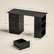 Computer Desk with Storage Shelves and Drawers for Home Office or Study Black AOSOM