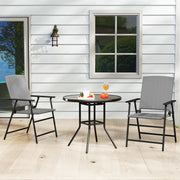 Set of Two Grey Folding Rattan Garden Chairs Lightweight and Durable by Outsunny