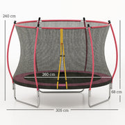 10ft Garden Trampoline with Safety Net for Family Outdoor Play Pink AOSOM